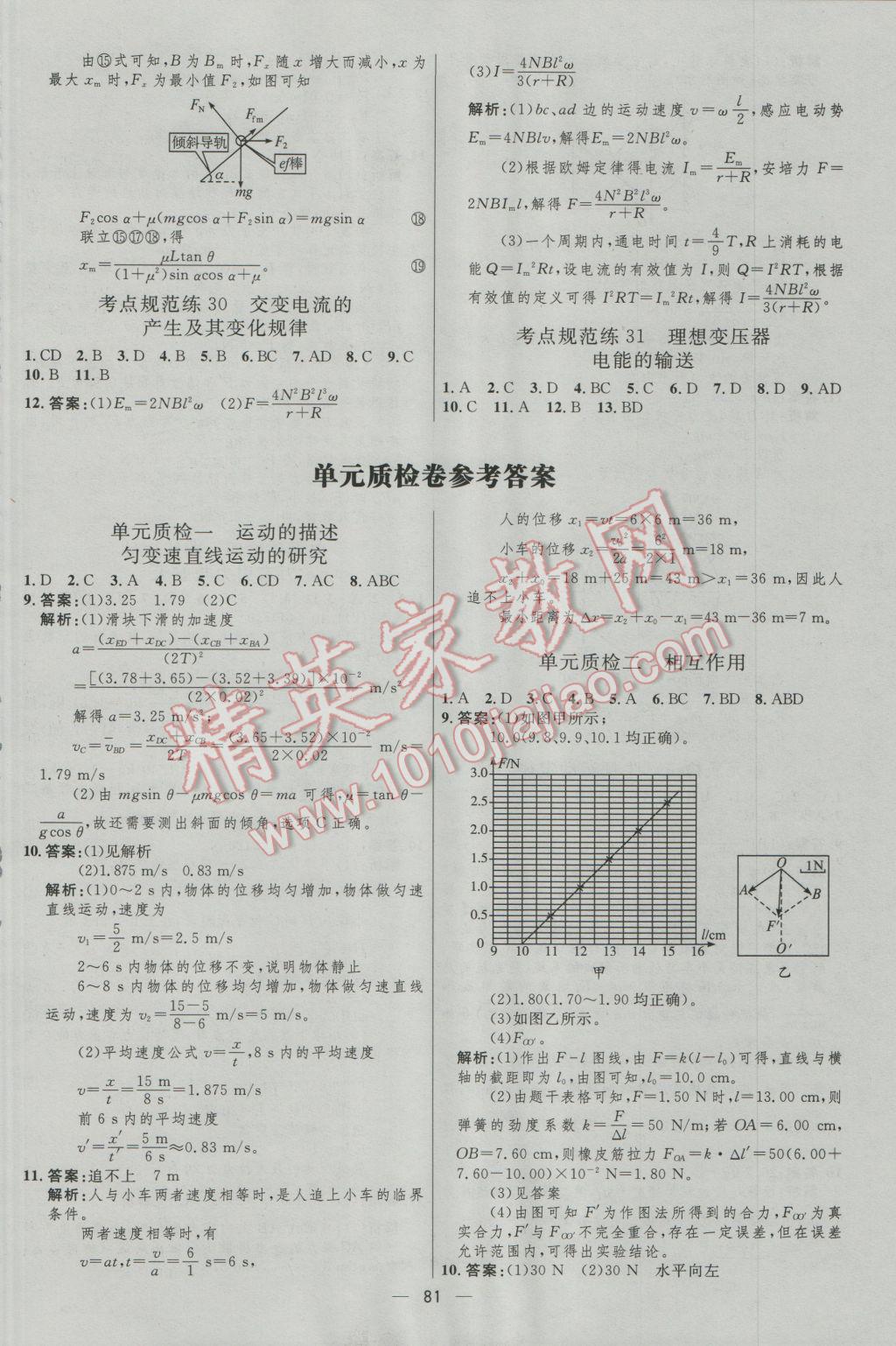 高中總復(fù)習(xí)優(yōu)化設(shè)計(jì)物理人教版 參考答案第81頁