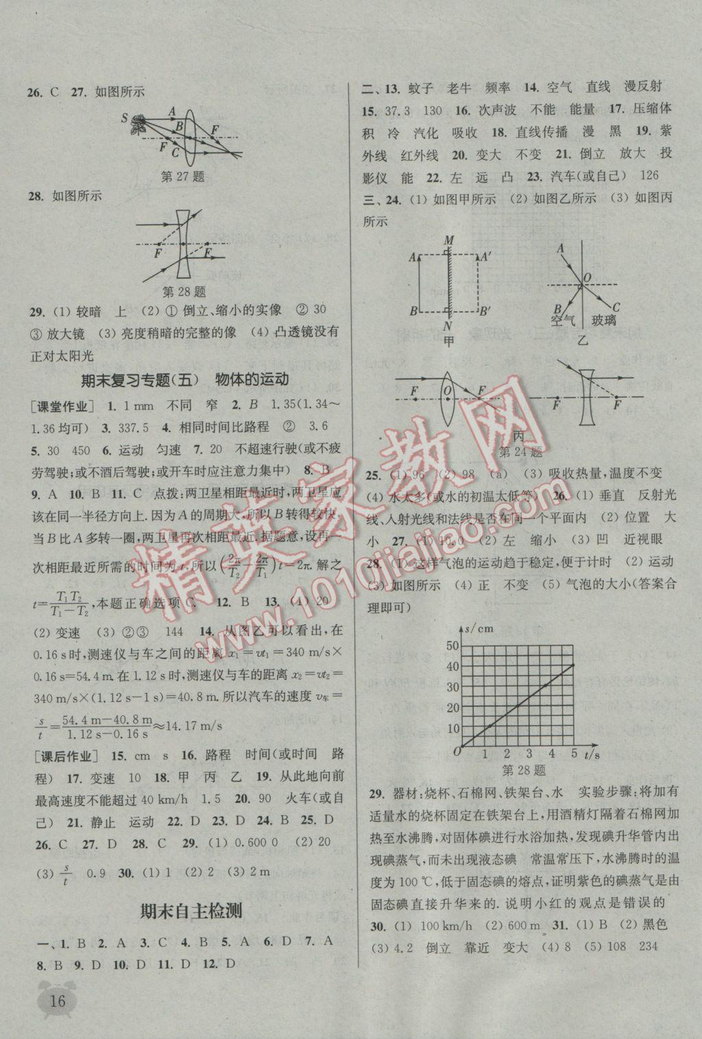 2016年通城學(xué)典課時(shí)作業(yè)本八年級(jí)物理上冊(cè)蘇科版江蘇專用 參考答案第15頁