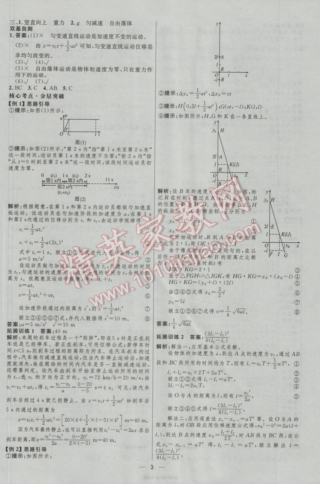 高中總復(fù)習(xí)優(yōu)化設(shè)計(jì)物理人教版 參考答案第3頁(yè)