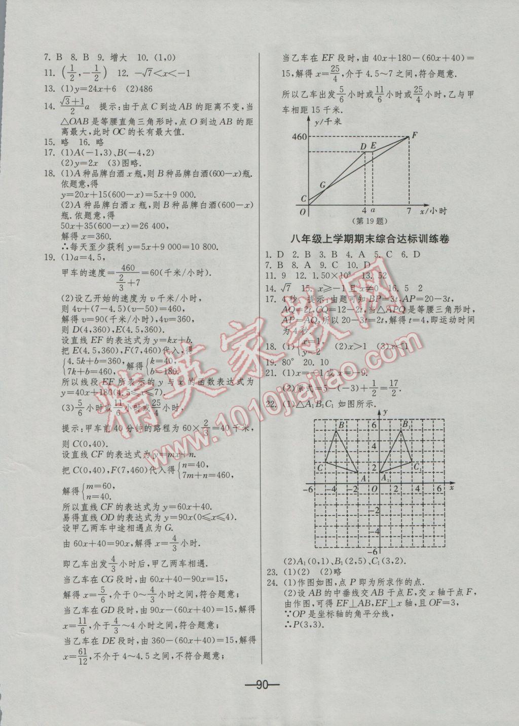 2016年期末闖關(guān)沖刺100分八年級(jí)數(shù)學(xué)上冊(cè)蘇科版 參考答案第10頁(yè)