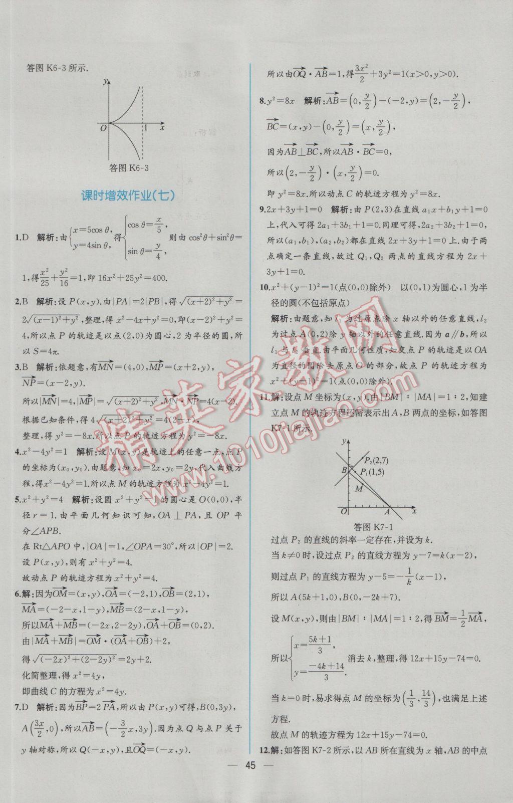 2016年同步導(dǎo)學(xué)案課時(shí)練數(shù)學(xué)選修2-1人教A版 學(xué)考評價(jià)作業(yè)答案第53頁