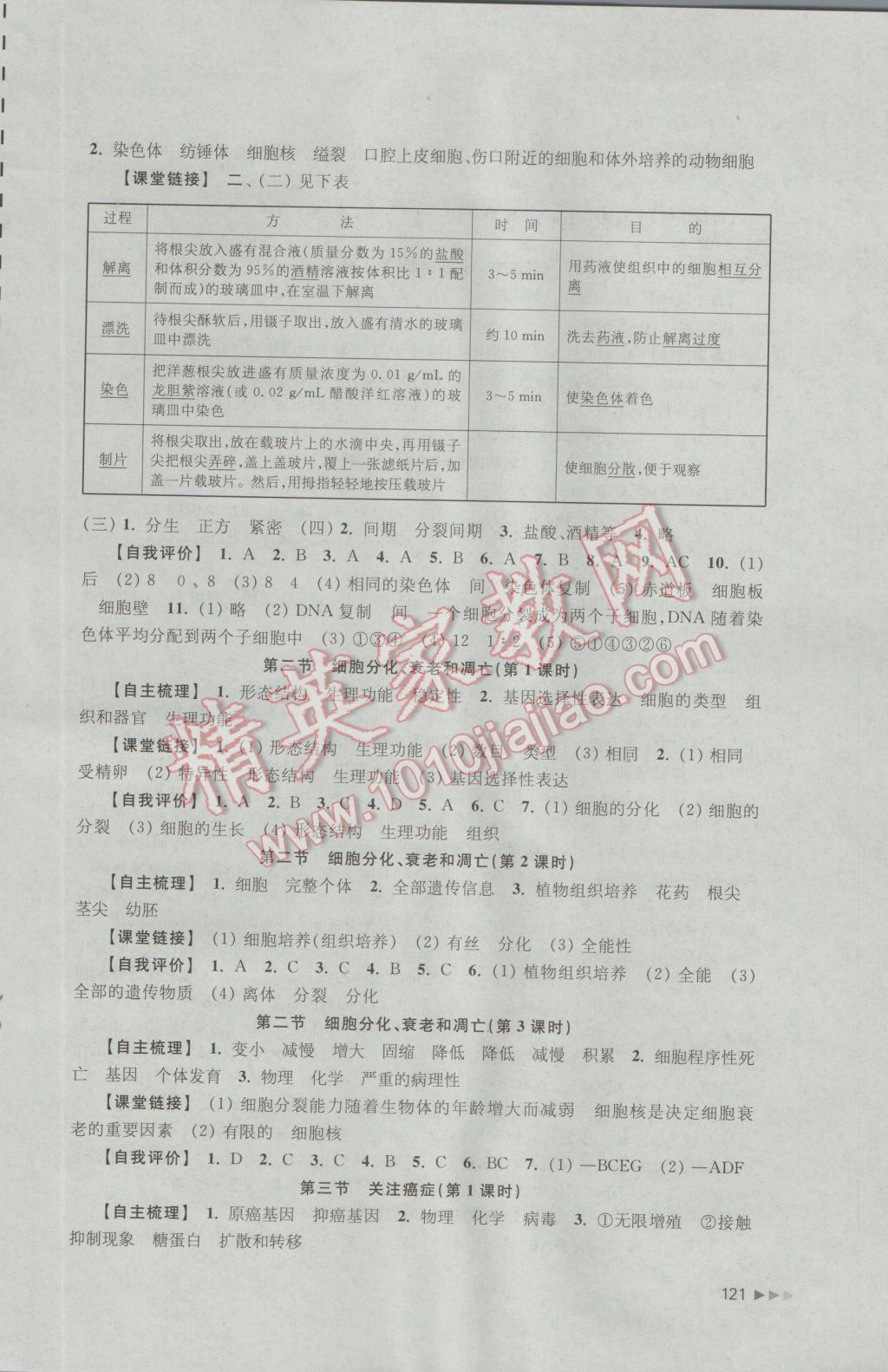 2016年课课练高中生物必修1苏教版 参考答案第11页