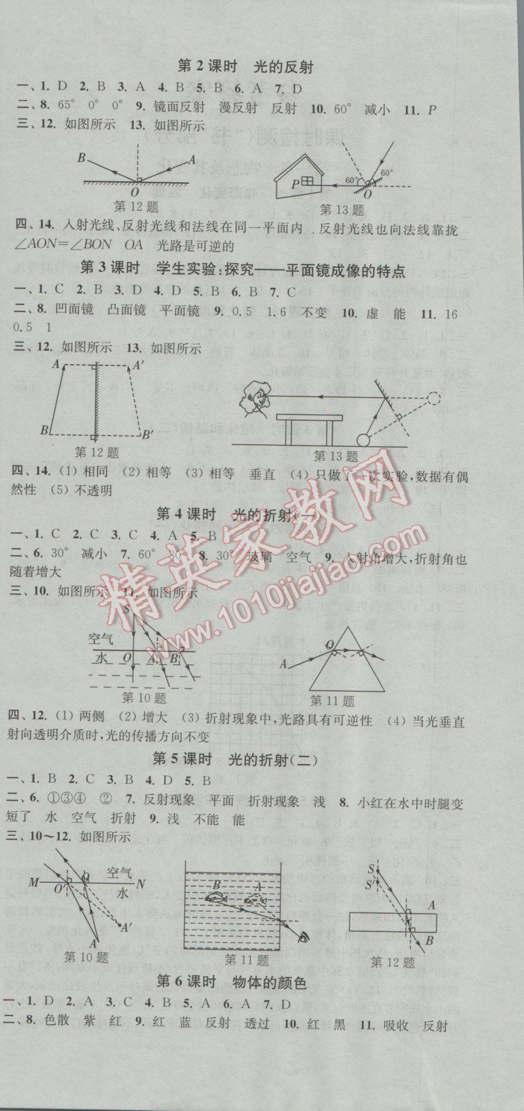 2016年通城學(xué)典活頁檢測(cè)八年級(jí)物理上冊(cè)北師大版 參考答案第6頁