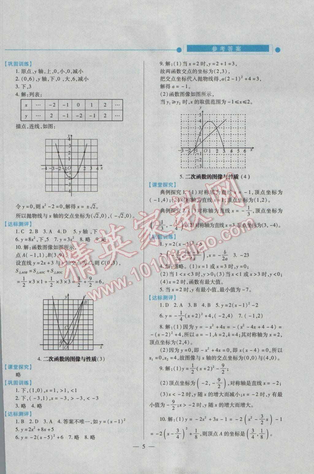 2016年績優(yōu)學案九年級數學上下冊合訂本北師大版 下冊答案第27頁