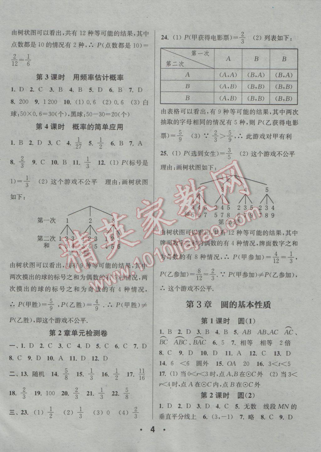 2016年通城學(xué)典小題精練九年級數(shù)學(xué)全一冊浙教版 參考答案第4頁