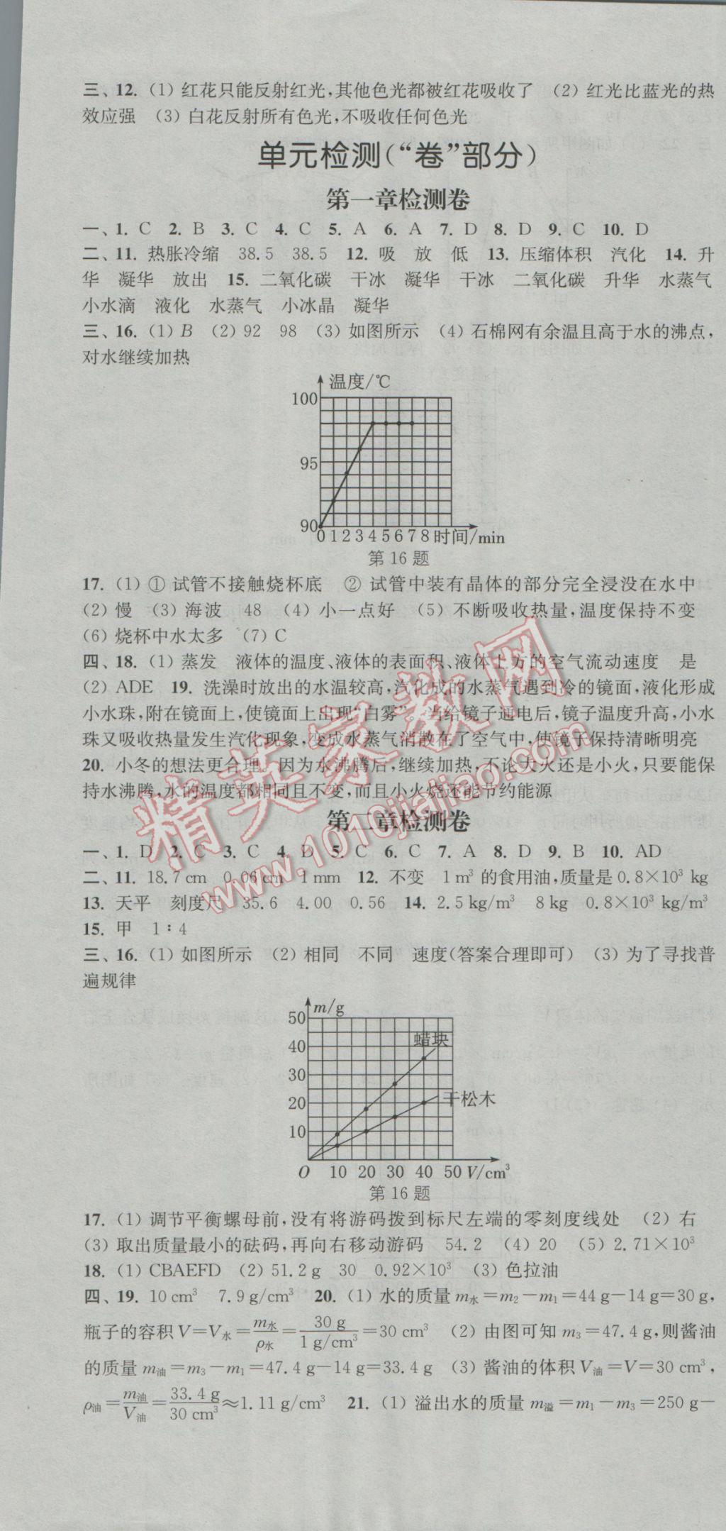 2016年通城學(xué)典活頁檢測八年級物理上冊北師大版 參考答案第7頁