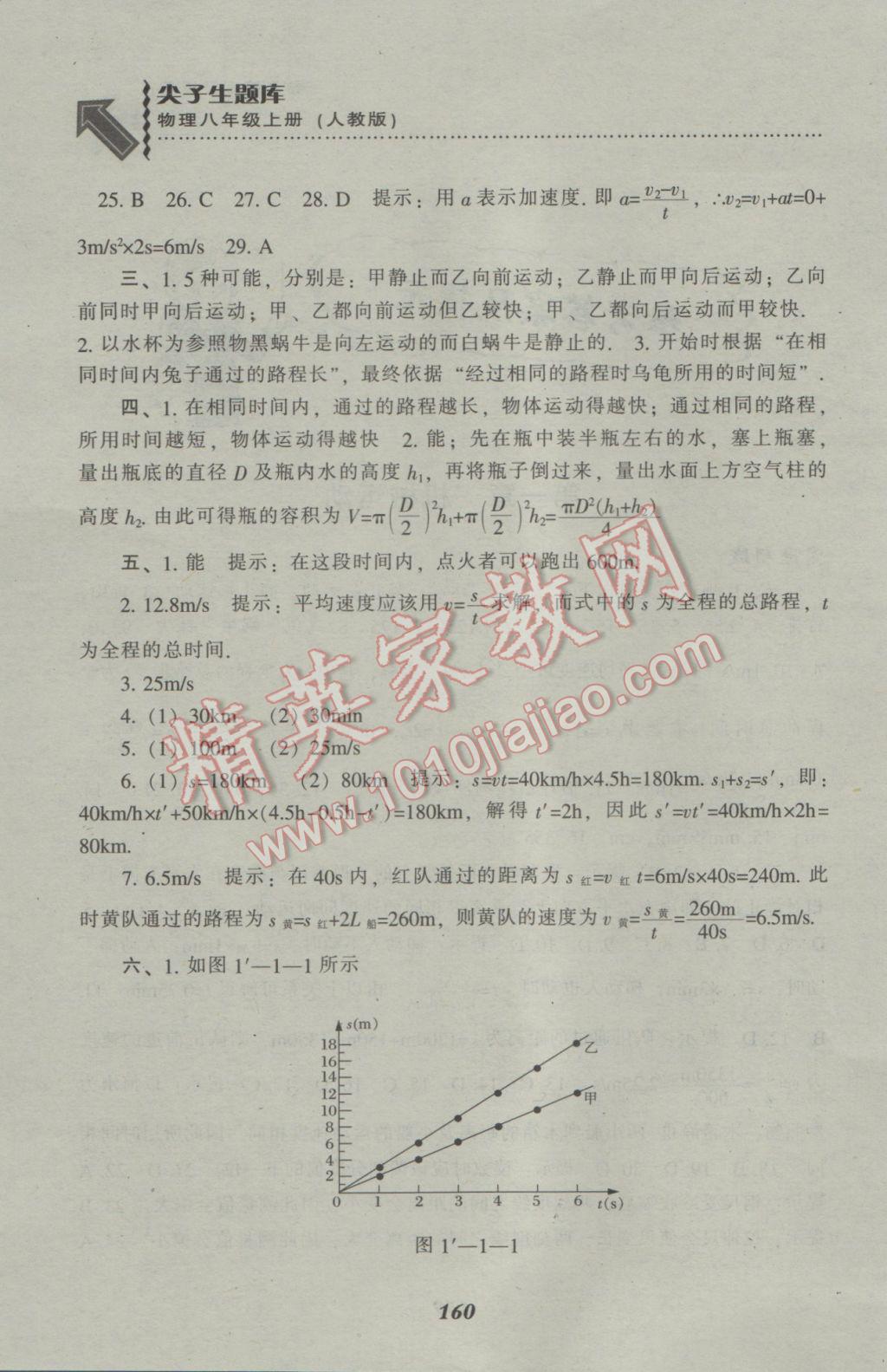 2016年尖子生題庫(kù)八年級(jí)物理上冊(cè)人教版 參考答案第2頁(yè)