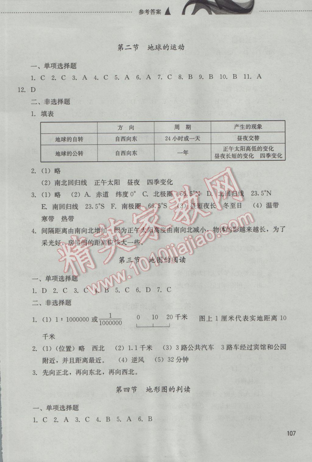 2016年同步訓(xùn)練六年級地理上冊山東文藝出版社 參考答案第2頁