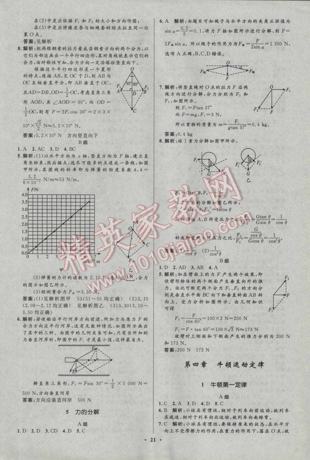 2016年高中同步測(cè)控優(yōu)化設(shè)計(jì)物理必修1人教版市場(chǎng)版 參考答案第21頁(yè)