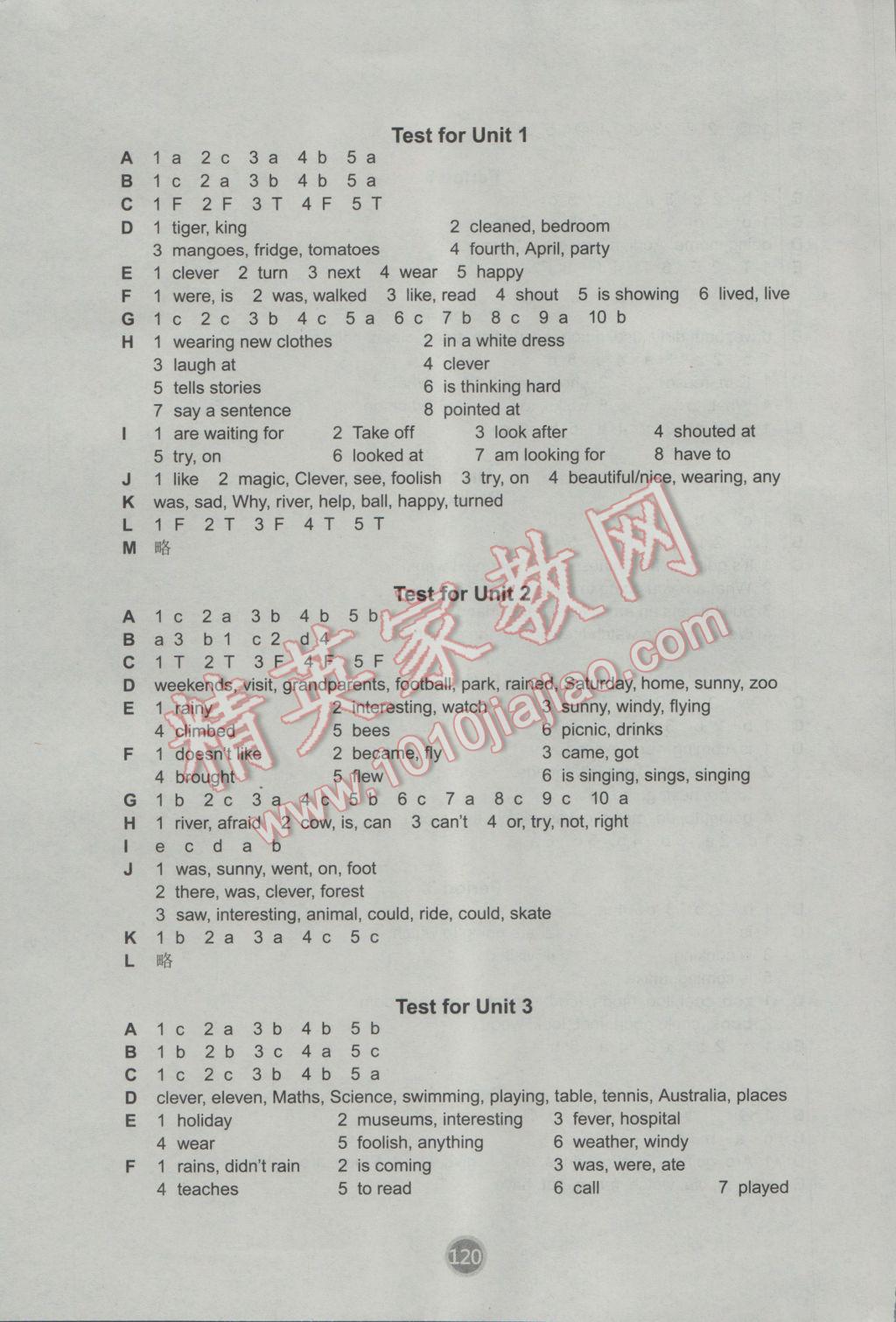 2016年小学英语课课练六年级上册译林版 参考答案第22页