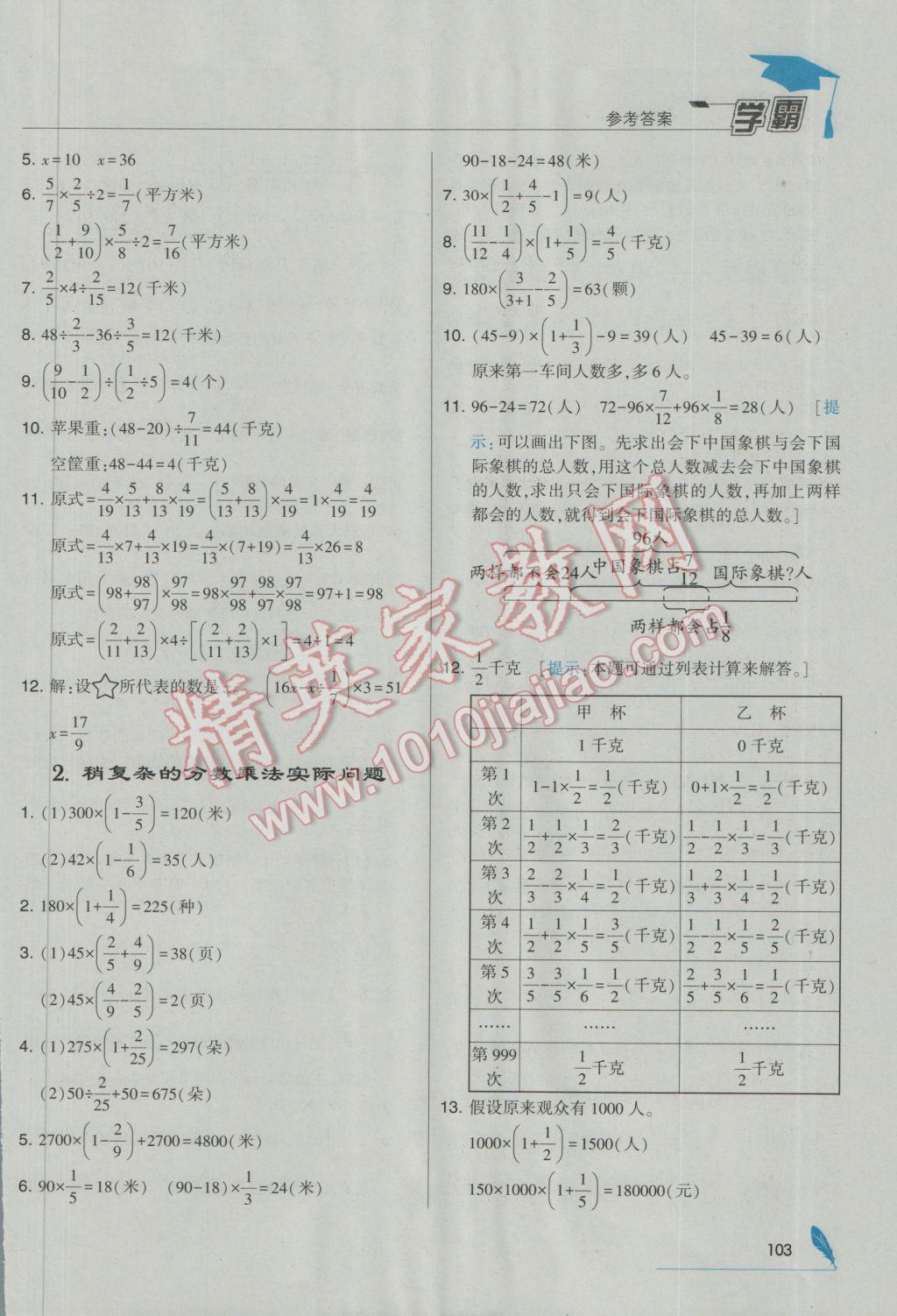 2016年經(jīng)綸學(xué)典學(xué)霸六年級數(shù)學(xué)上冊江蘇國標(biāo)版 參考答案第15頁