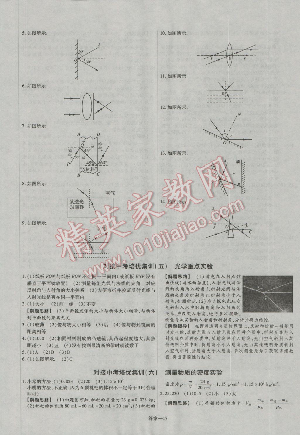 2016年金考卷活页题选八年级物理上册人教版 参考答案第17页