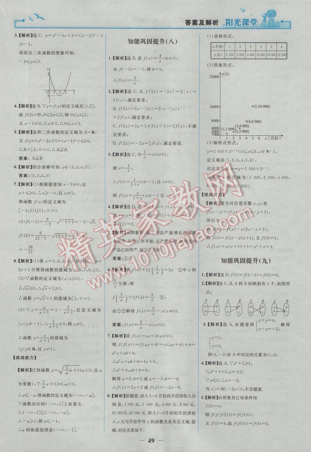 陽光課堂數(shù)學必修1人教A版 參考答案第17頁