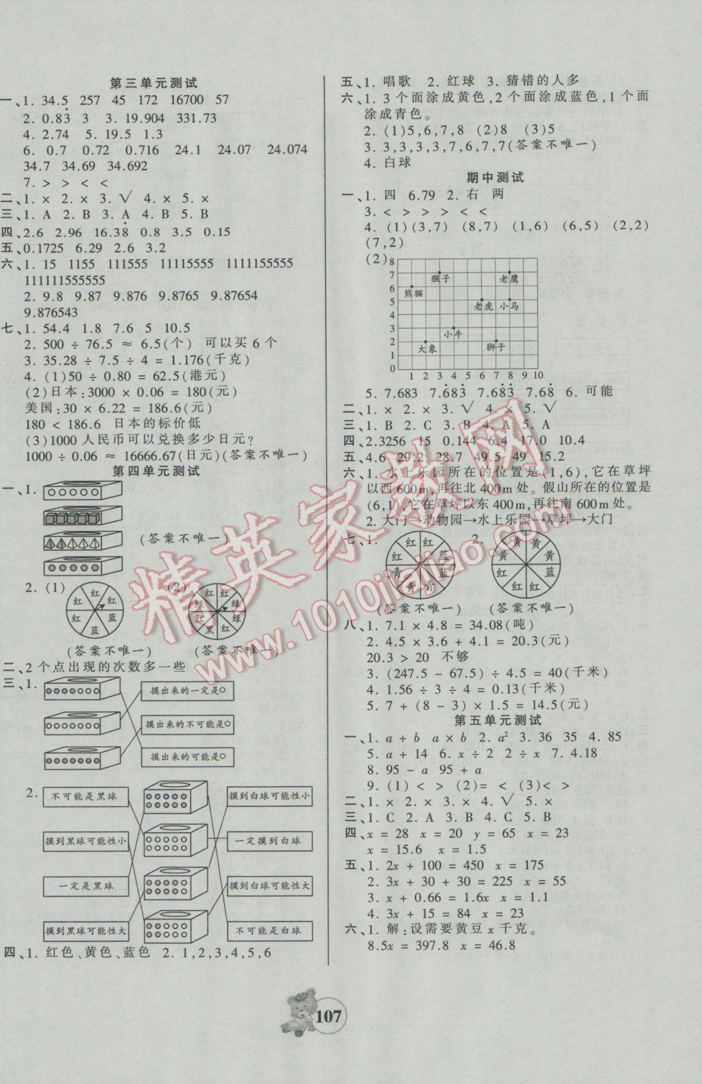 2016年創(chuàng)維新課堂五年級數(shù)學(xué)上冊人教版 參考答案第7頁