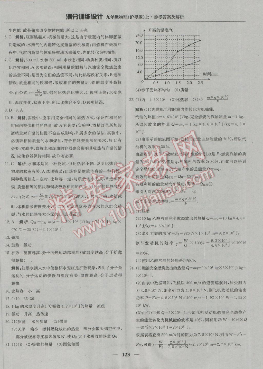 2016年满分训练设计九年级物理上册沪粤版 参考答案第12页