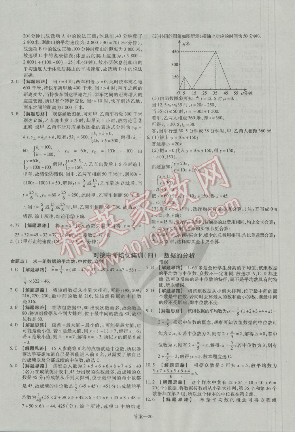 2016年金考卷活頁題選八年級數(shù)學(xué)上冊北師大版 參考答案第20頁