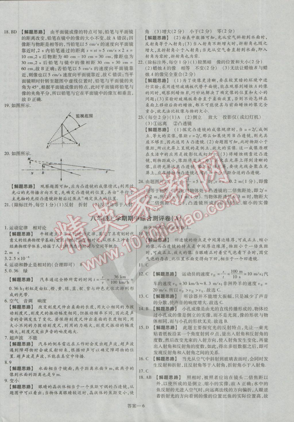 2016年金考卷活頁(yè)題選八年級(jí)物理上冊(cè)滬科版 參考答案第6頁(yè)