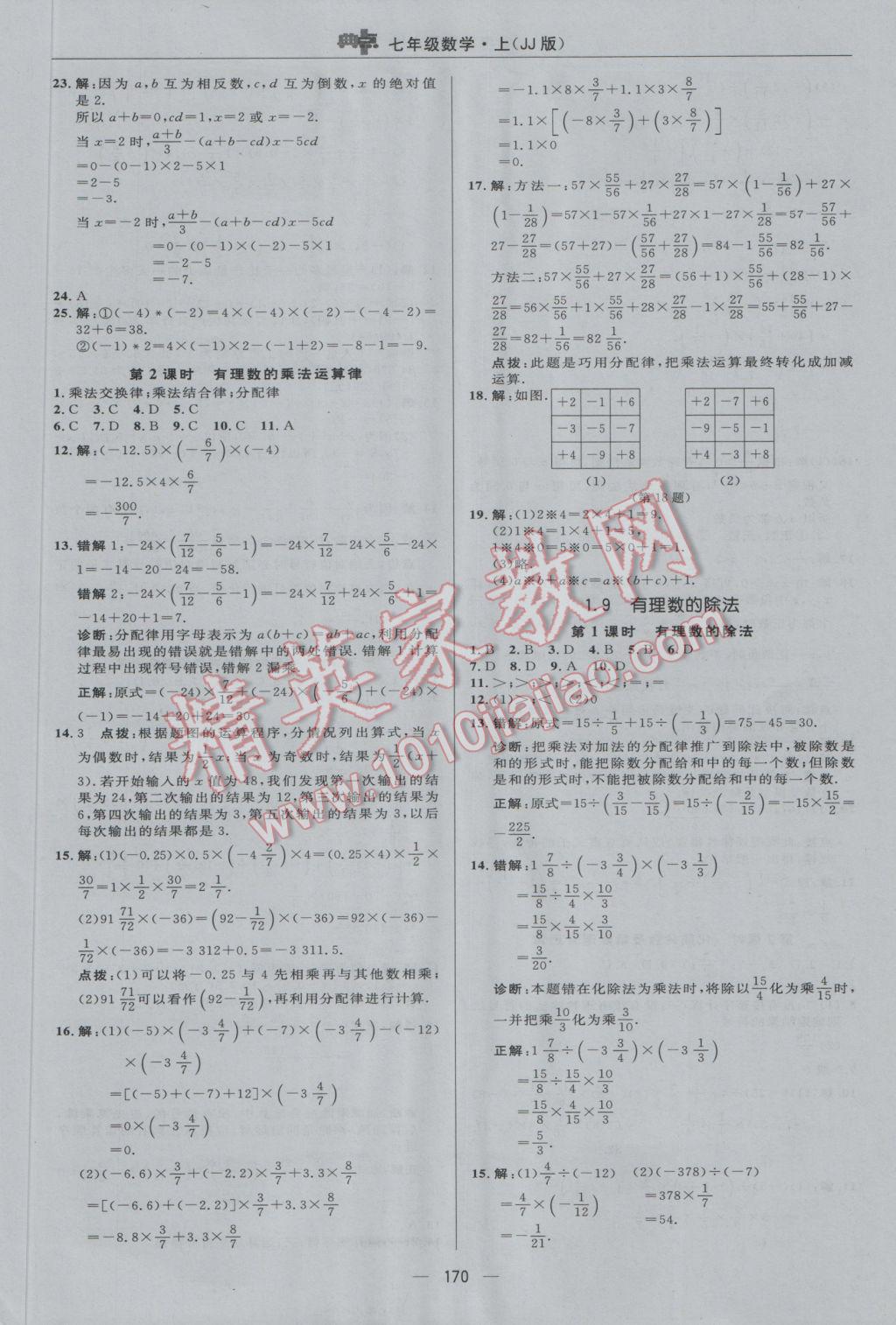 2016年綜合應(yīng)用創(chuàng)新題典中點(diǎn)七年級數(shù)學(xué)上冊冀教版 參考答案第10頁