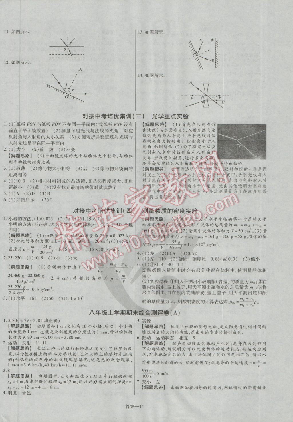 2016年金考卷活頁(yè)題選八年級(jí)物理上冊(cè)滬科版 參考答案第14頁(yè)