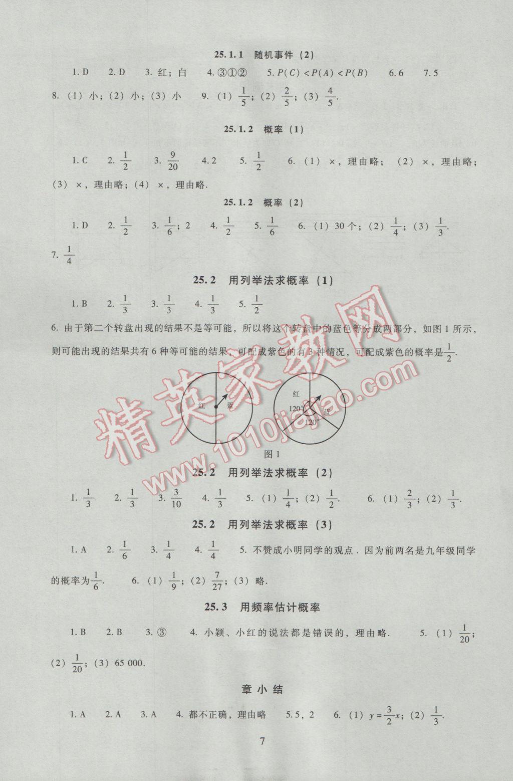 2016年海淀名師伴你學同步學練測九年級數(shù)學上冊人教版 參考答案第7頁