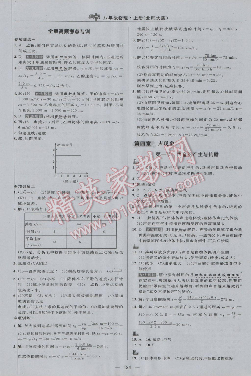 2016年綜合應(yīng)用創(chuàng)新題典中點(diǎn)八年級(jí)物理上冊(cè)北師大版 參考答案第14頁(yè)