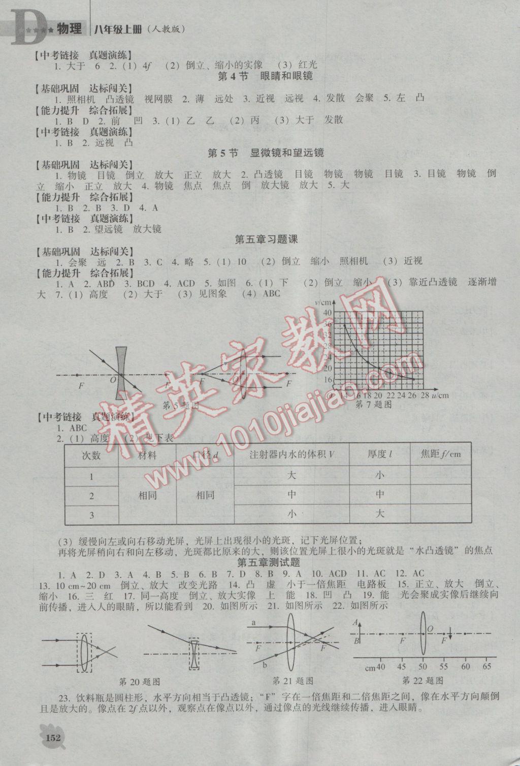 2016年新课程物理能力培养八年级上册人教版D版 参考答案第8页