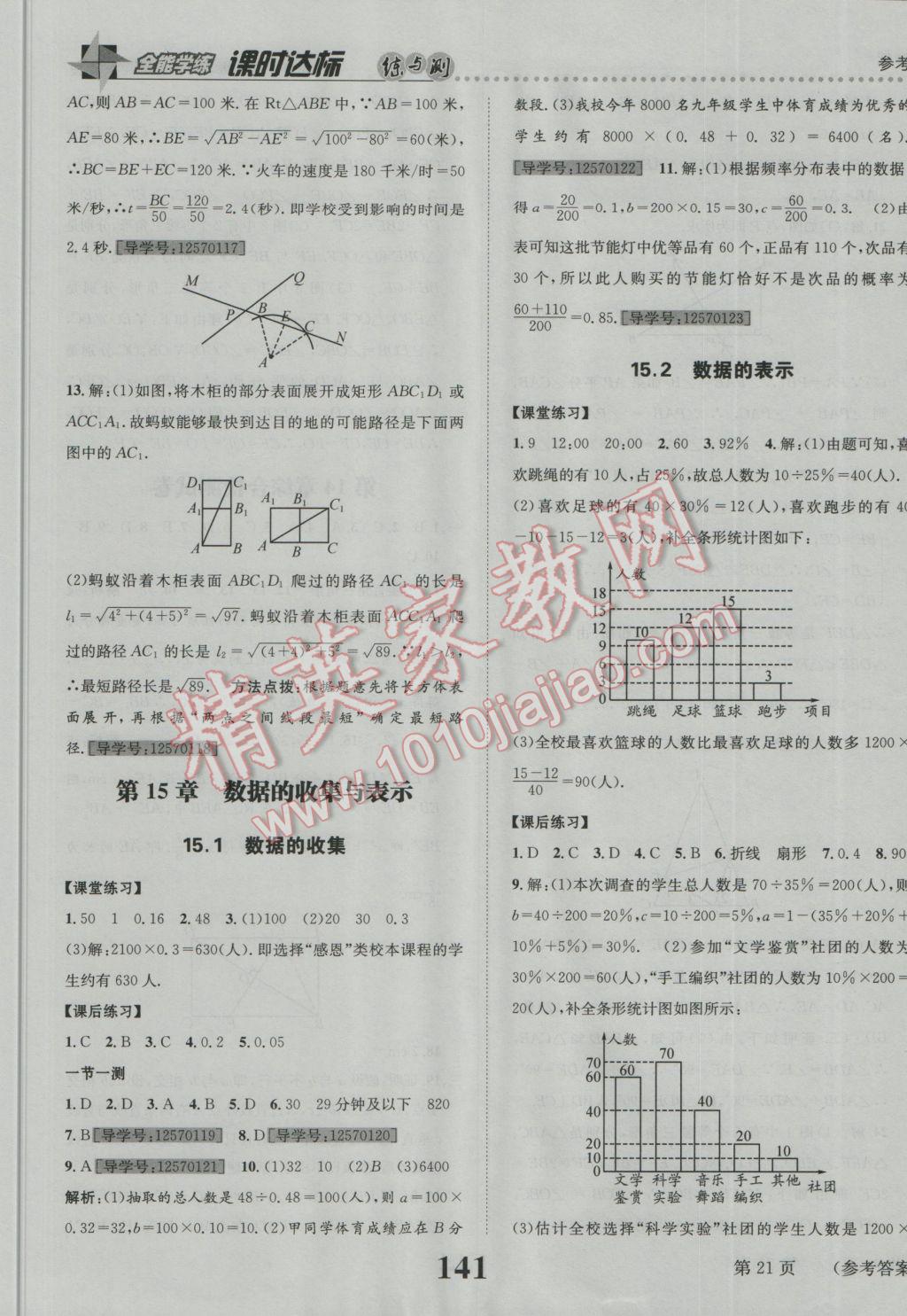 2016年課時(shí)達(dá)標(biāo)練與測(cè)八年級(jí)數(shù)學(xué)上冊(cè)華師大版 參考答案第21頁