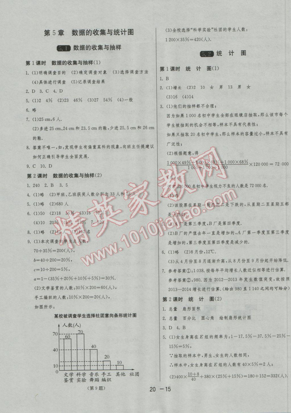 2016年1課3練單元達標測試七年級數(shù)學上冊湘教版 參考答案第15頁