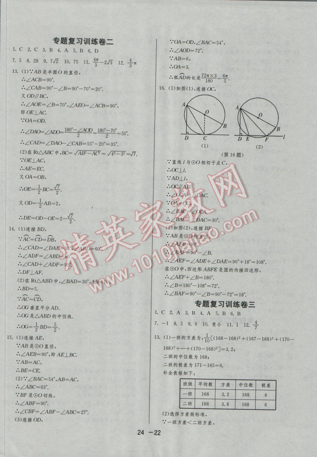 2016年1課3練單元達(dá)標(biāo)測試九年級(jí)數(shù)學(xué)上冊蘇科版 參考答案第22頁