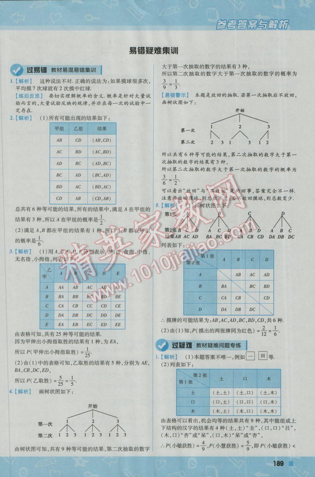 2016年一遍過初中數(shù)學九年級上冊華東師大版 參考答案第59頁