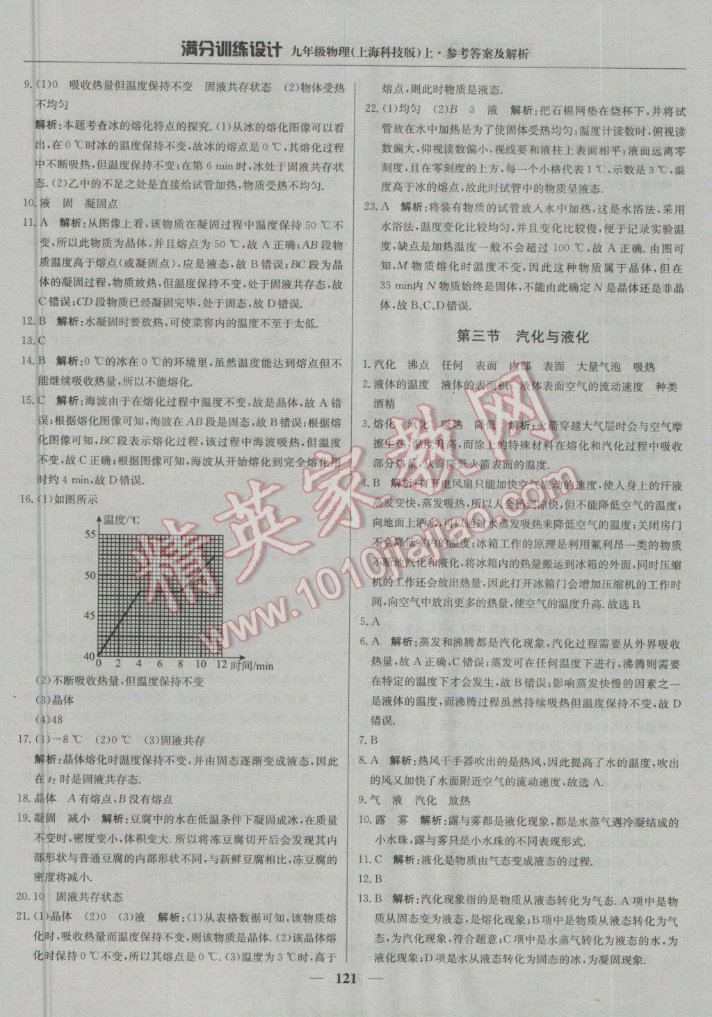 2016年满分训练设计九年级物理上册沪科版 参考答案第2页