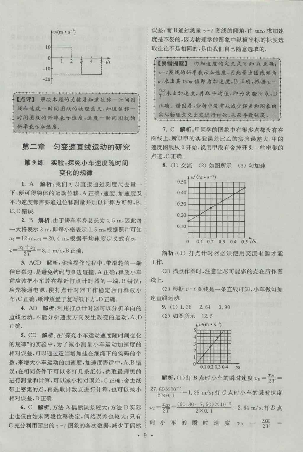 小題狂做高中物理必修1人教版 參考答案第9頁