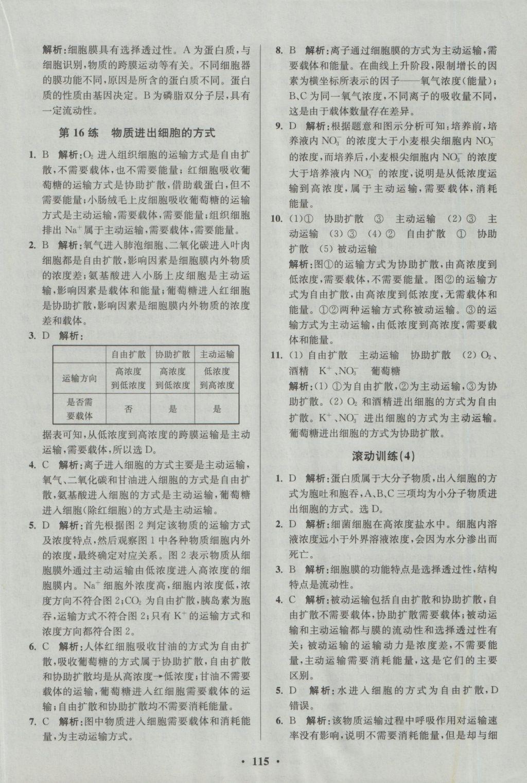 小題狂做高中生物必修1人教版 參考答案第17頁