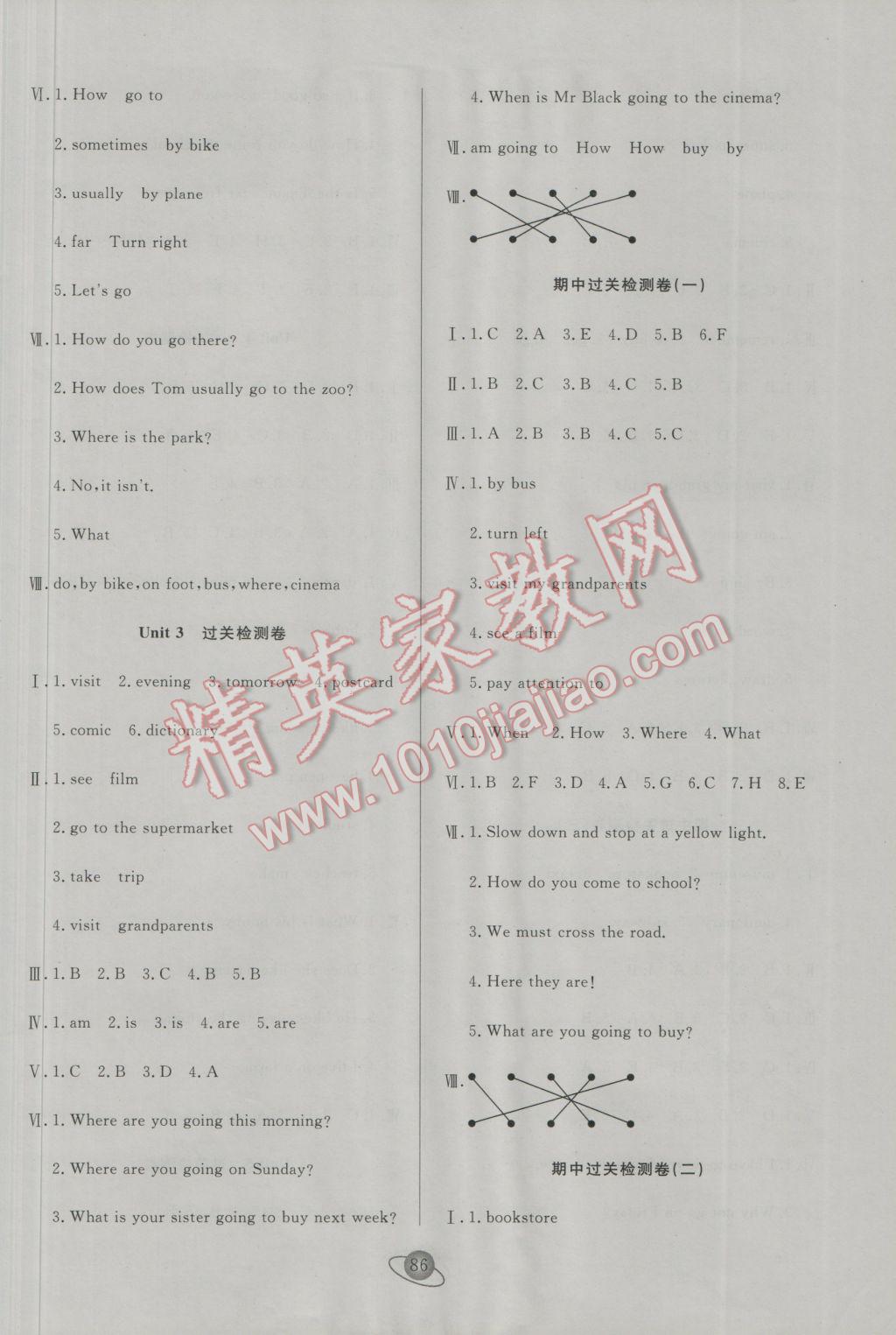 2016年核心360小学生赢在100六年级英语上册人教PEP版 参考答案第2页