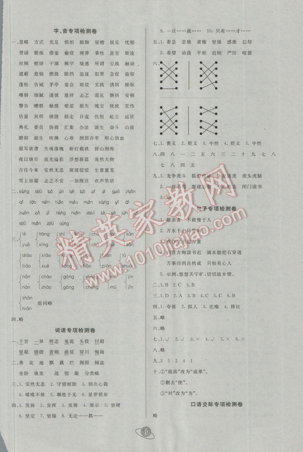 2016年核心360小學(xué)生贏在100五年級語文上冊人教版 參考答案第6頁