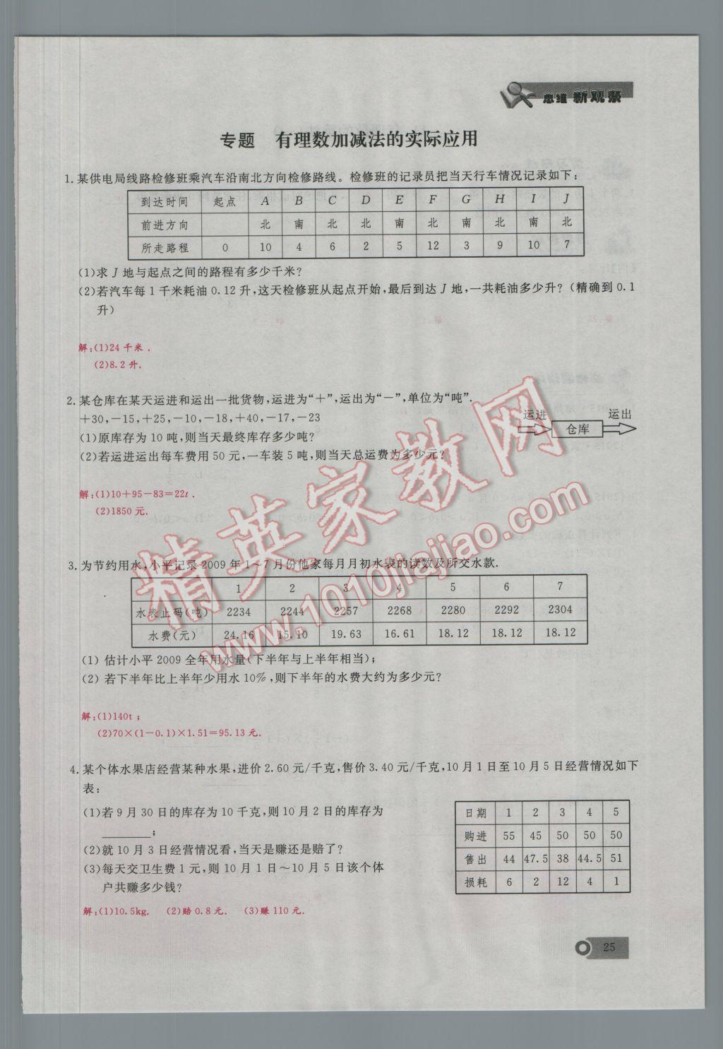 2016年思維新觀察七年級數(shù)學(xué)上冊人教版 第1章 有理數(shù)第54頁