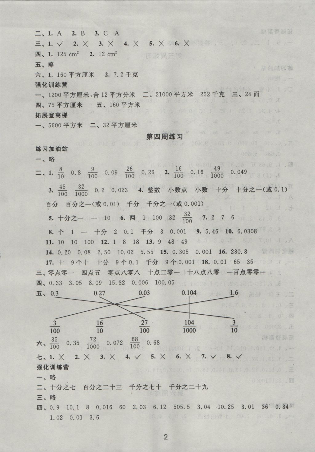 2016年阳光互动绿色成长空间五年级数学上册 参考答案第2页