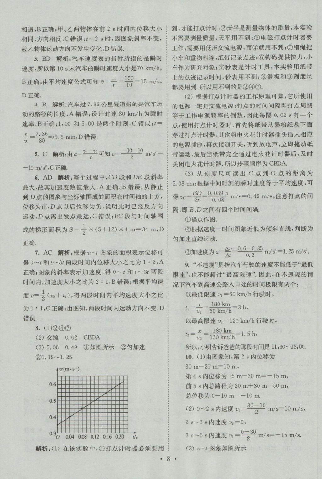 小題狂做高中物理必修1人教版 參考答案第8頁(yè)