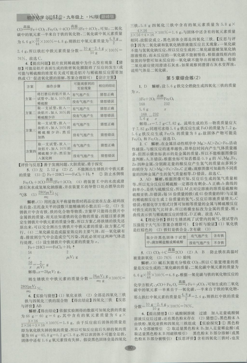 2016年初中化学小题狂做九年级上册沪教版巅峰版 参考答案第14页