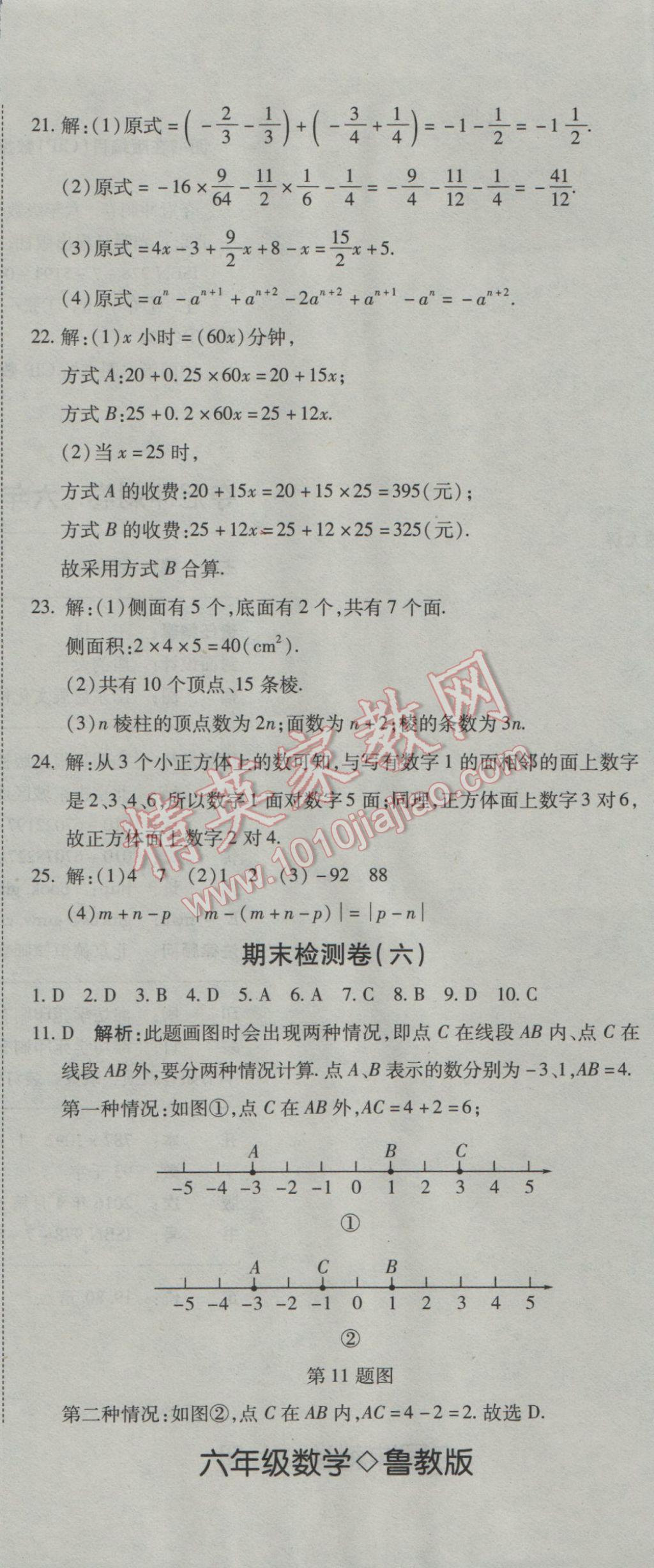 2016年奪冠沖刺卷六年級(jí)數(shù)學(xué)上冊(cè)魯教版五四制 參考答案第20頁(yè)