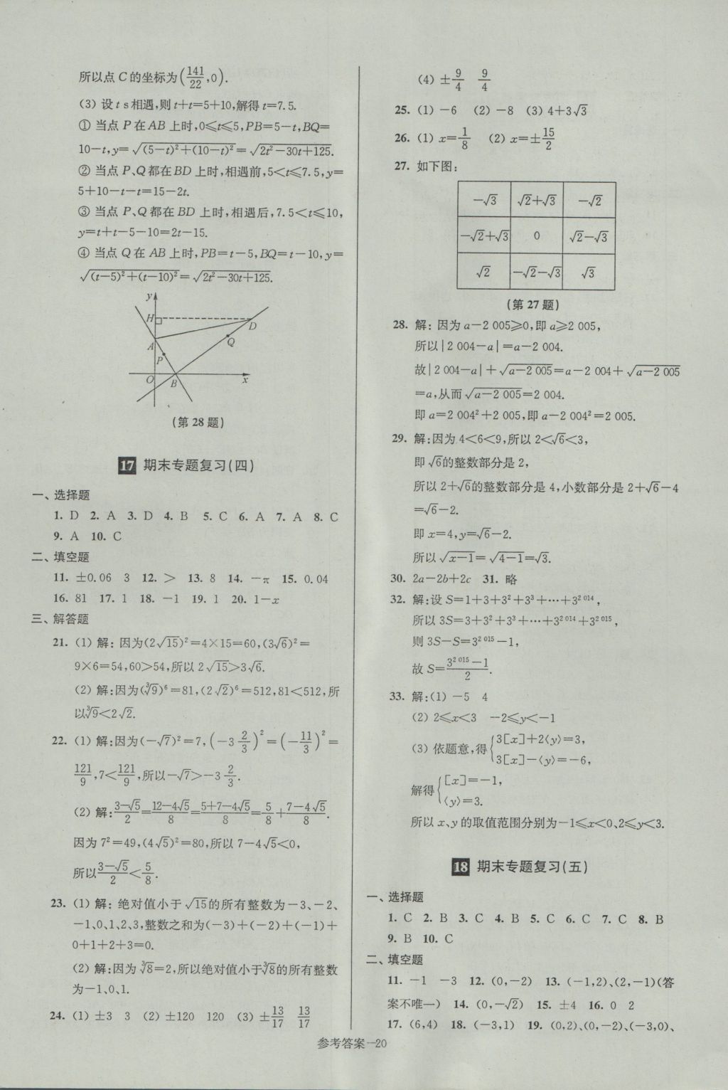 2016年名牌中學(xué)期末突破一卷通八年級(jí)數(shù)學(xué)上冊(cè)蘇科版 參考答案第20頁