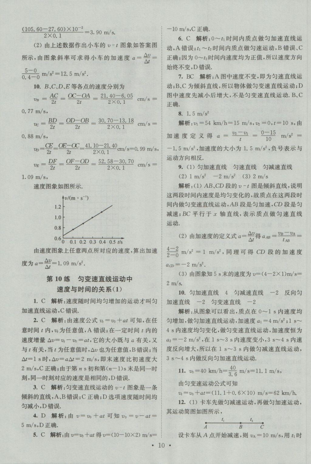 小題狂做高中物理必修1人教版 參考答案第10頁(yè)