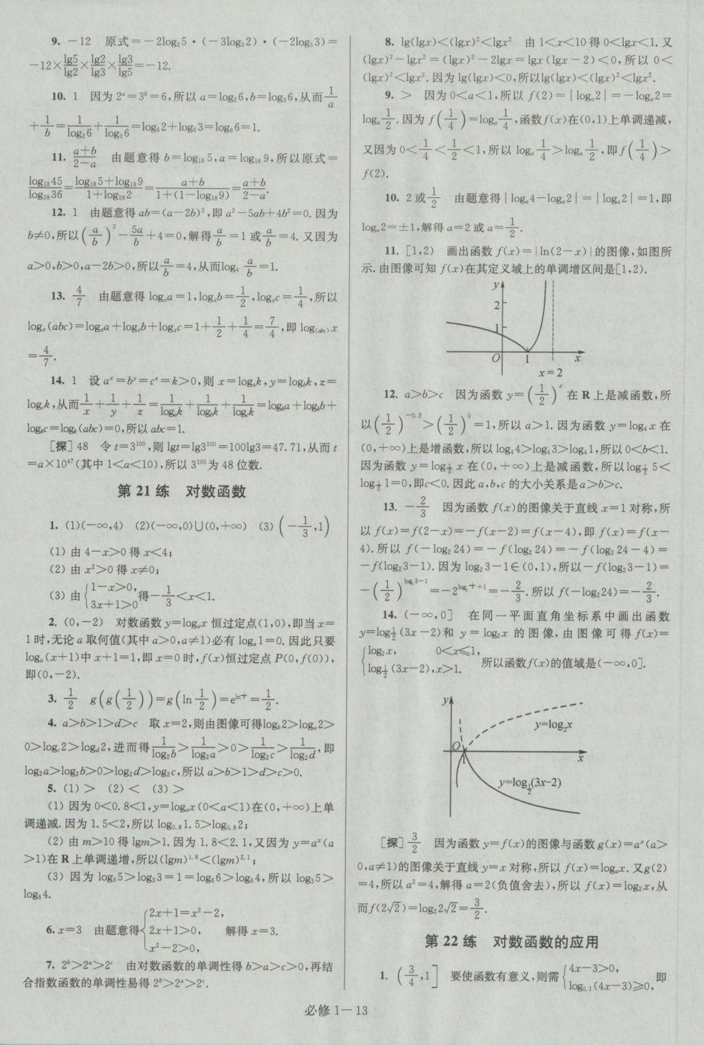 小題狂做高中數(shù)學(xué)必修1江蘇專用 參考答案第13頁