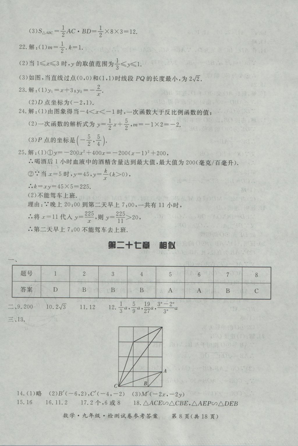 2016年新課標形成性練習與檢測九年級數(shù)學全一冊 參考答案第32頁