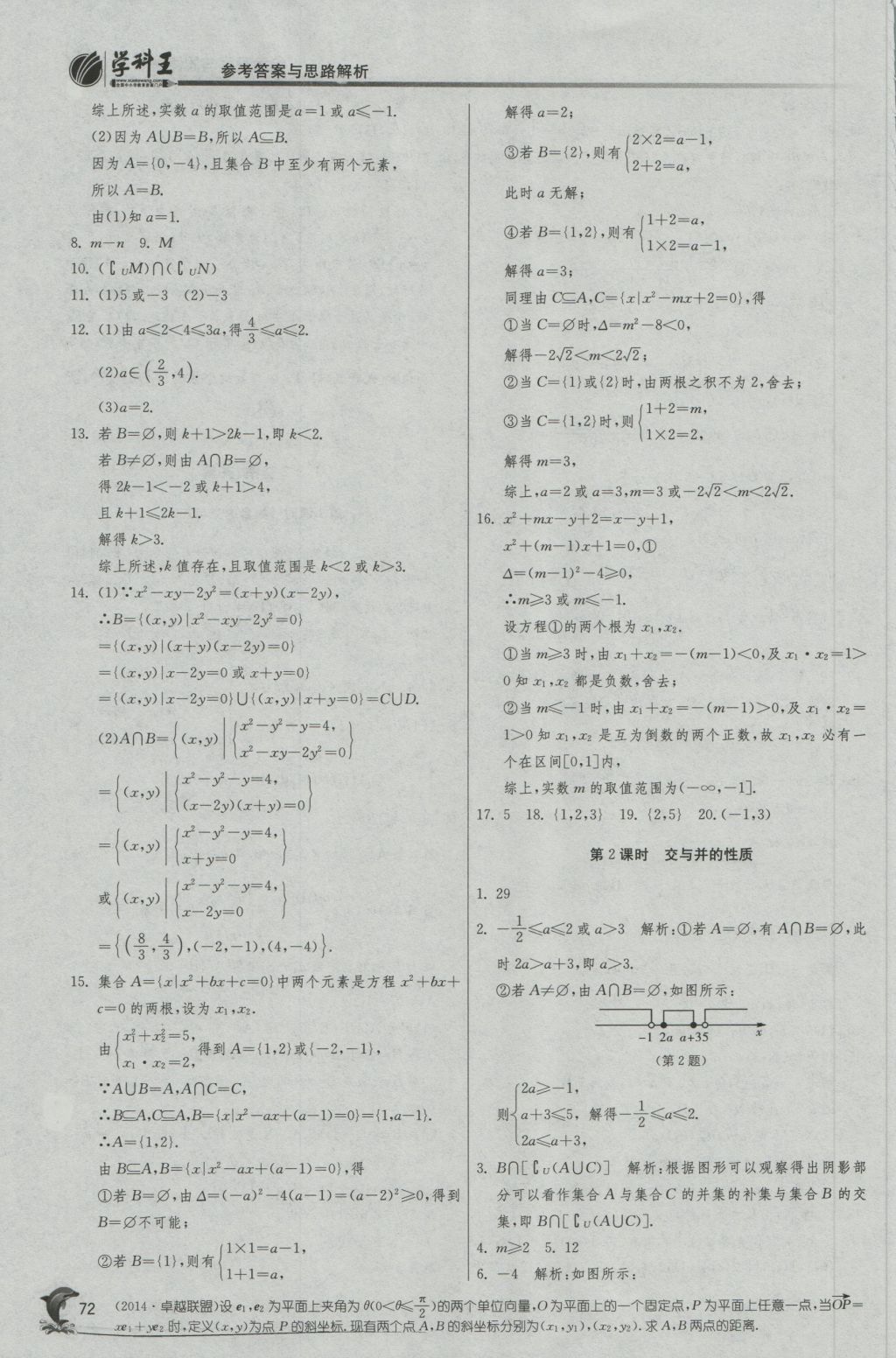 實驗班全程提優(yōu)訓練高中數(shù)學1必修蘇教版 參考答案第4頁