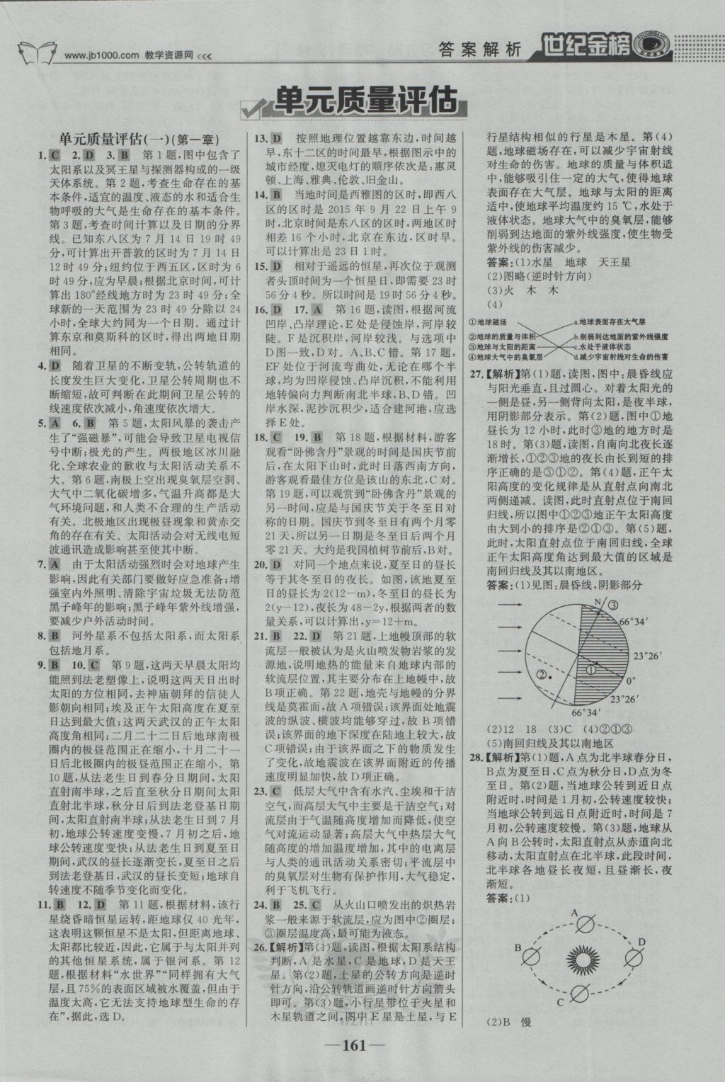 2016年世紀(jì)金榜高中全程學(xué)習(xí)方略地理必修1中圖版 參考答案第20頁