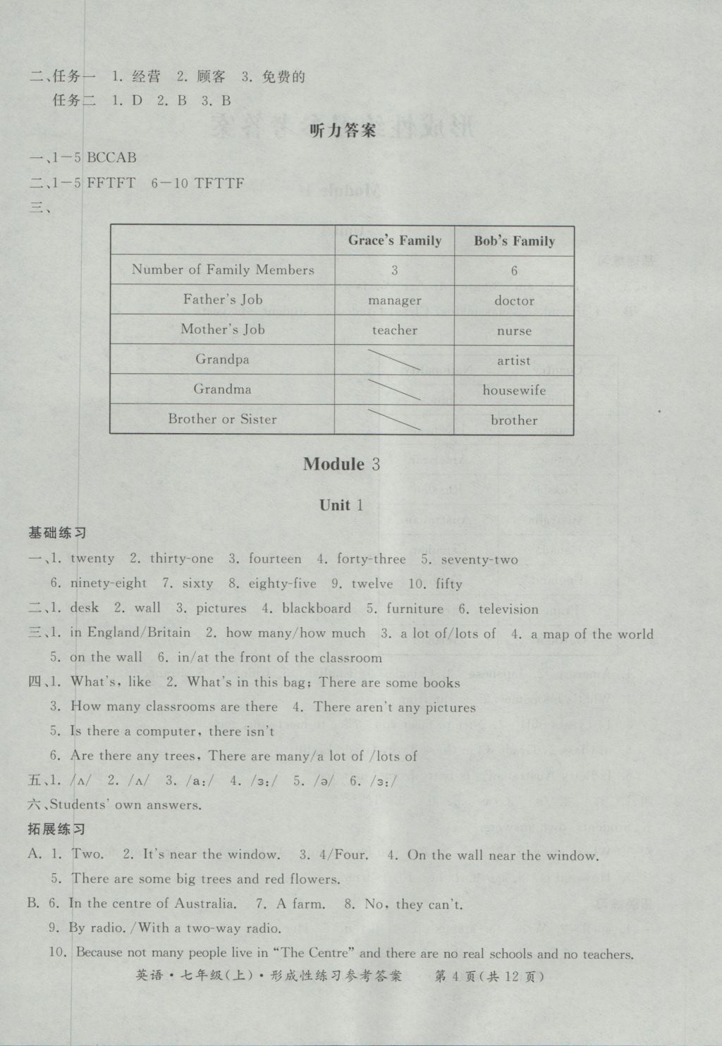 2016年新課標形成性練習與檢測七年級英語上冊 參考答案第28頁