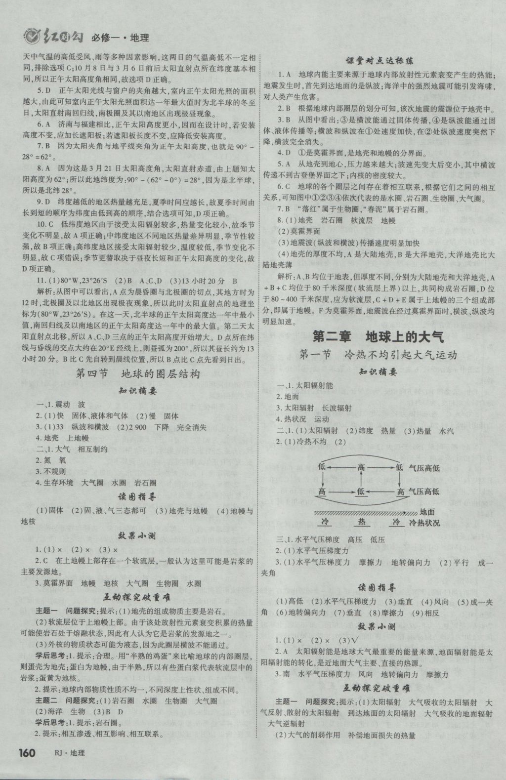 2016年紅對勾講與練第1選擇高中地理必修1人教版 參考答案第4頁