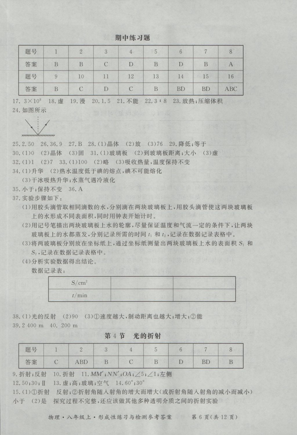 2016年新課標(biāo)形成性練習(xí)與檢測(cè)八年級(jí)物理上冊(cè) 參考答案第6頁(yè)