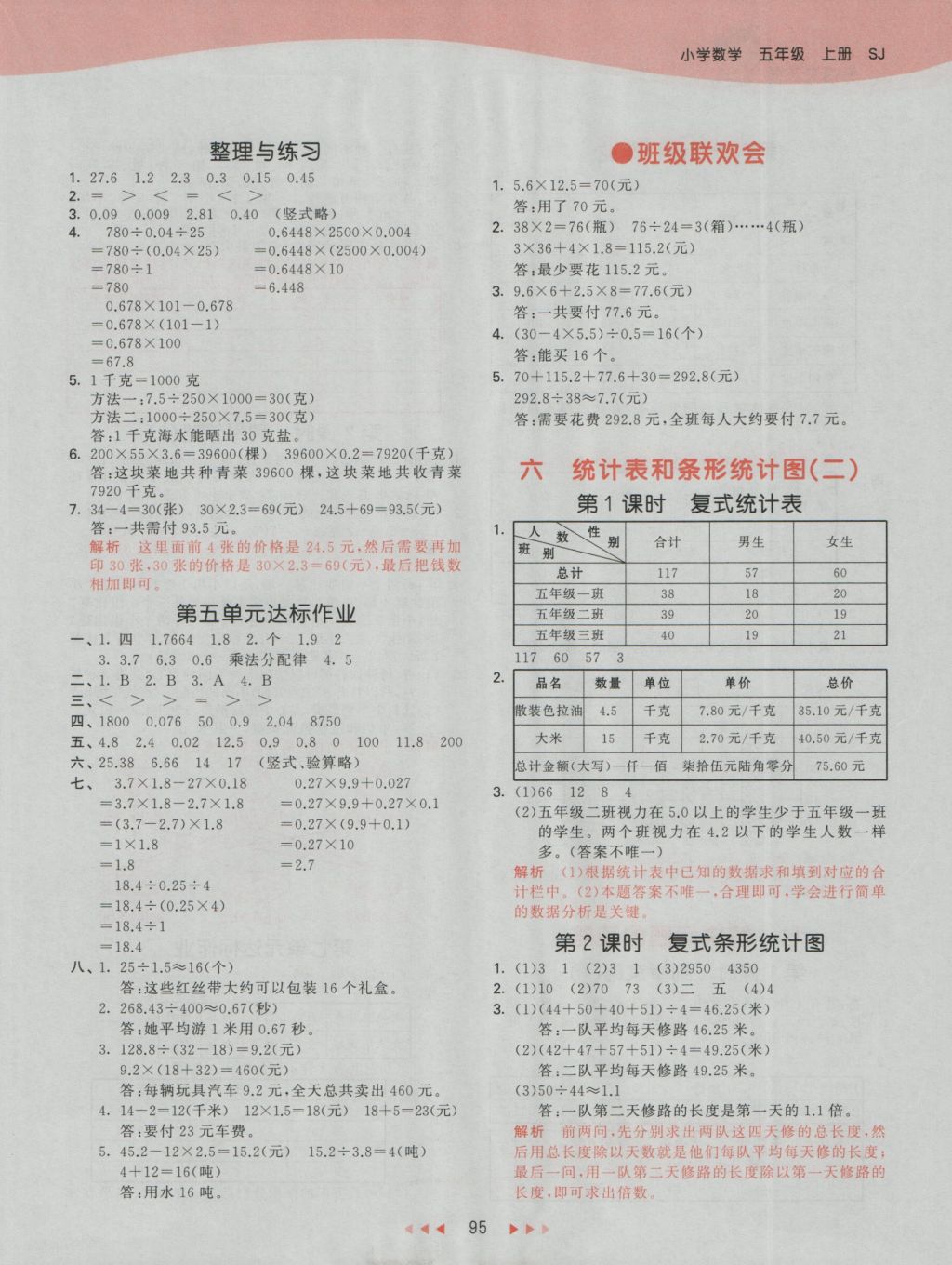 2016年53天天練小學(xué)數(shù)學(xué)五年級上冊蘇教版 參考答案第11頁